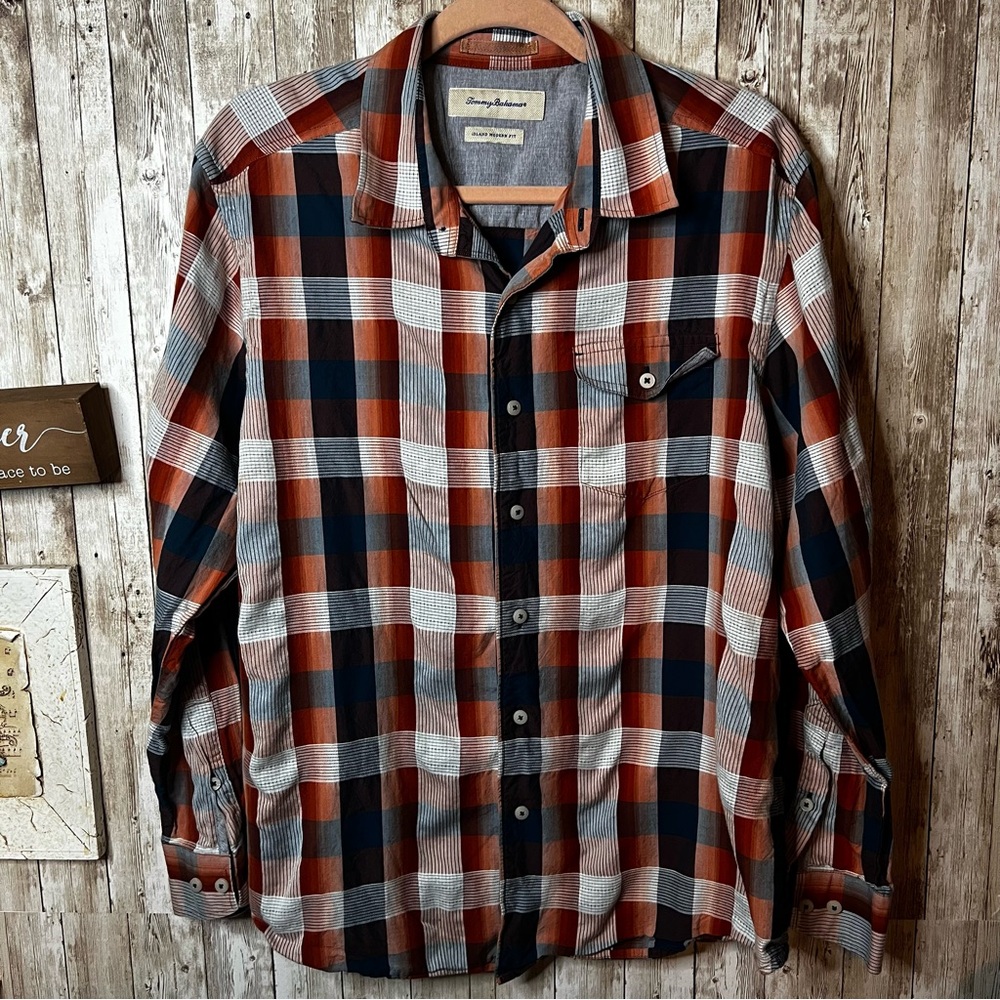 Tommy Bahama Plaid Button Down Shirt Men’s Large